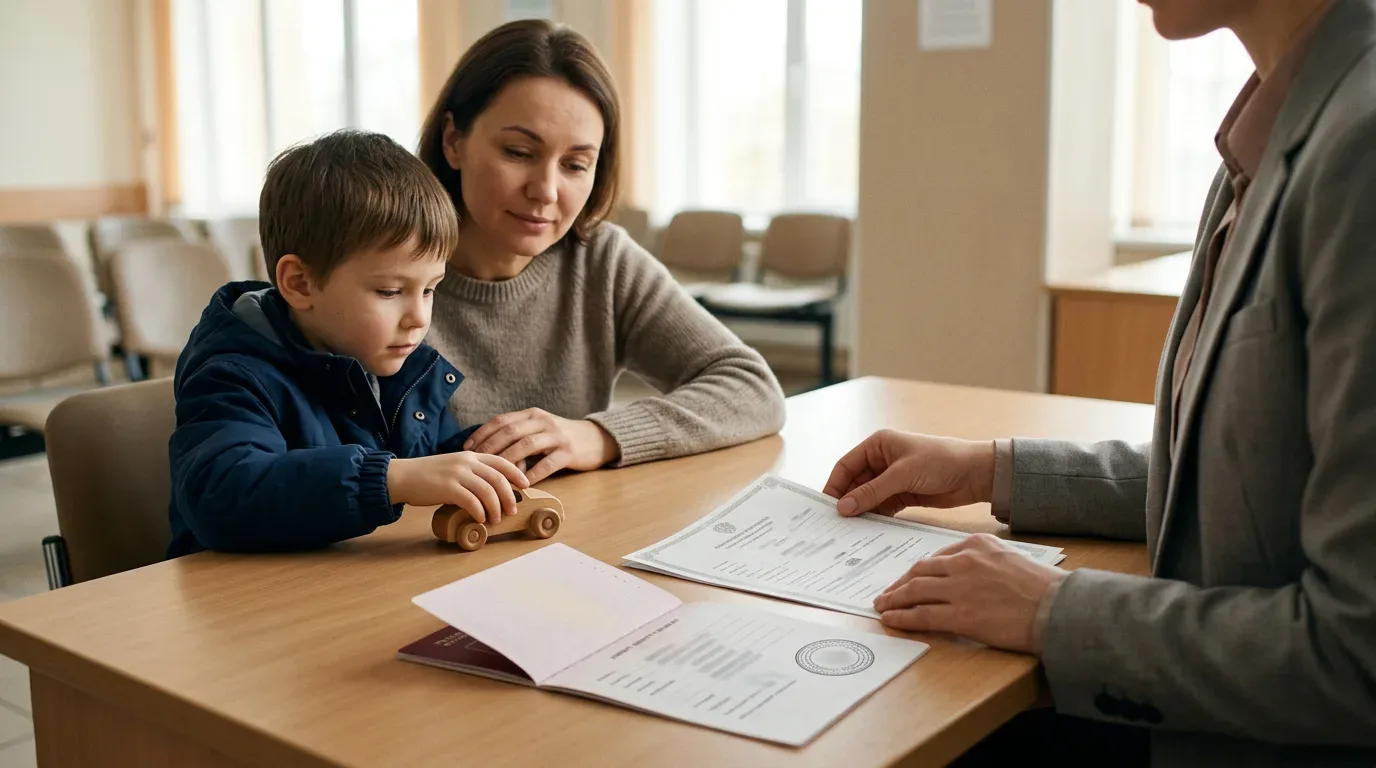 Parent reviewing Russian citizenship documents for a child under 14